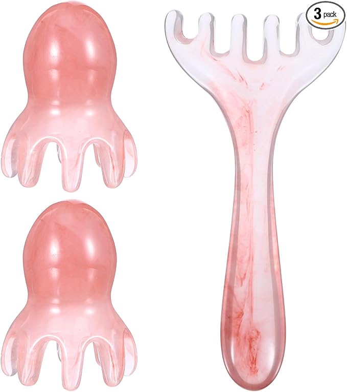 ElevateTech Head Massager Tool Scalp Comb, 2 Pcs Head Massager Comb and 1 Pcs Six Claw Manual Hair Scalp Massagers Gua Sha Tool Resin Hair SPA Acupressure Tools for Mother‘ Day Birthday Gifts