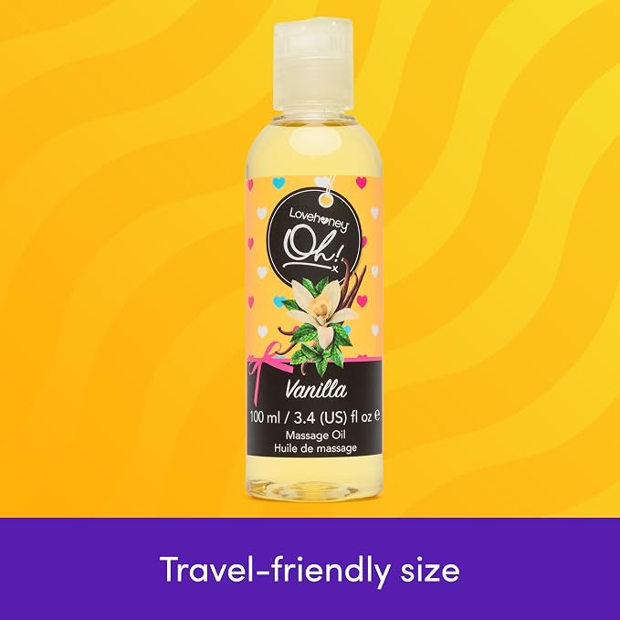 Lovehoney Vanilla Massage Oil - Infused with Essential Oils - Vegetarian Friendly - 3.4fl oz