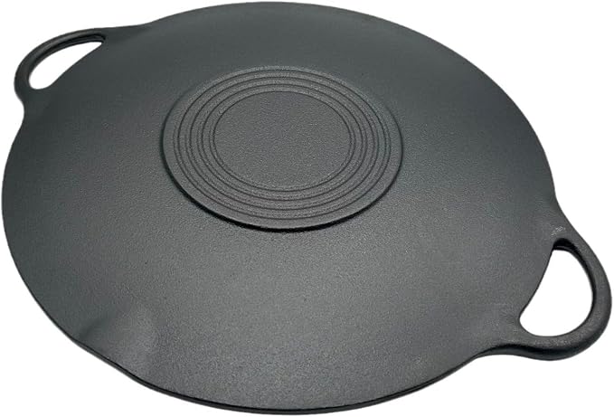 11.5 inch Korean BBQ Grill Pan, Cast Iron Griddle Pan for Indoor and Outdoor Cooking & Camping (11.5 inch)