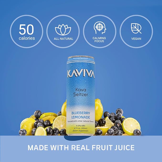 Kaviva | Kava & Seltzer | Relaxation Drink | 50 calories | All Natural | Non-ALC Functional Beverage | Refreshing Alternative | Clean Ingredients