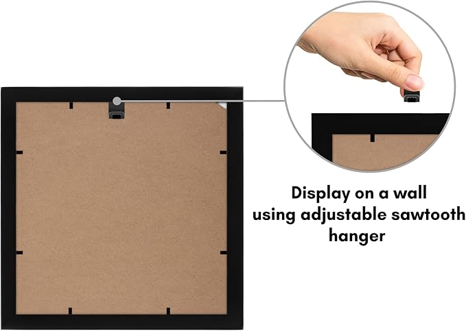 Americanflat 10x10 Picture Frame with Shatter-Resistant Glass - Use as 8x8 Frame with Mat or Display 10x10 Photo Without Mat - Signature Collection - Square Frames for Wall Display - Black | Shatter-resistant glass, sawtooth hangers included, secure tu...