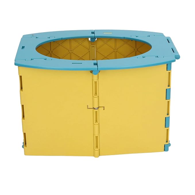 Toddler Potty, Foldable Portable Potty with PP Material, Lightweight Travel with Cleaning Bag and Storage Bag, Quick Setup Baby Toilet for Camping Car Trips Toddlers (Blue Yellow)