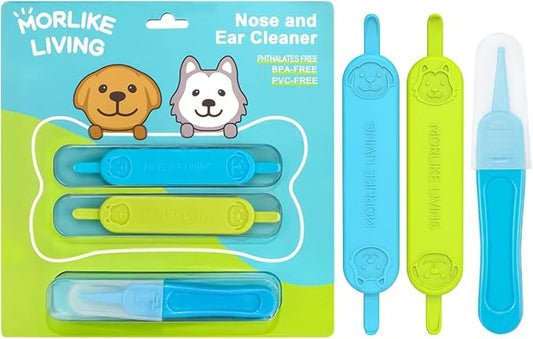 MORLIKE LIVING Baby Nose and Ear Cleaner Tool, Soft Flexible Rubber Nasal Booger Picker for Newborns and Infants, Dual Ear Wax and Snot Remover, Essential Baby Care Products