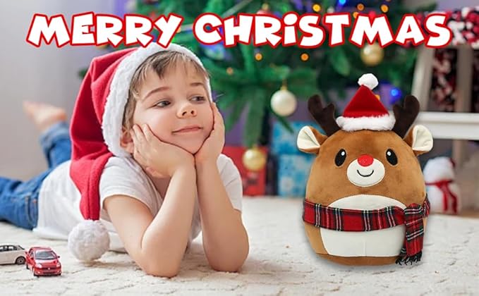 Milu Deer Plush Toy Milu Deer Stuffed Animal Cute Christmas Milu Deer Plushies Pillow Soft Plushie Doll Gifts for Kid Decor, Christmas Milu Deer Plush(11 Inch)