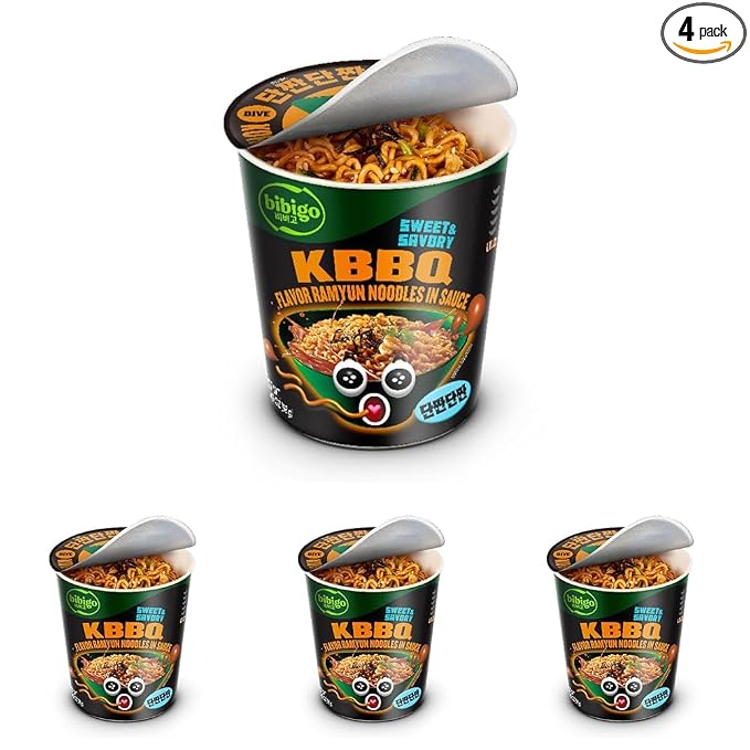 Bibigo Ramyun Ramen Noodles, Korean BBQ Sweet & Savory, 3.45 Ounce (Pack of 4)
