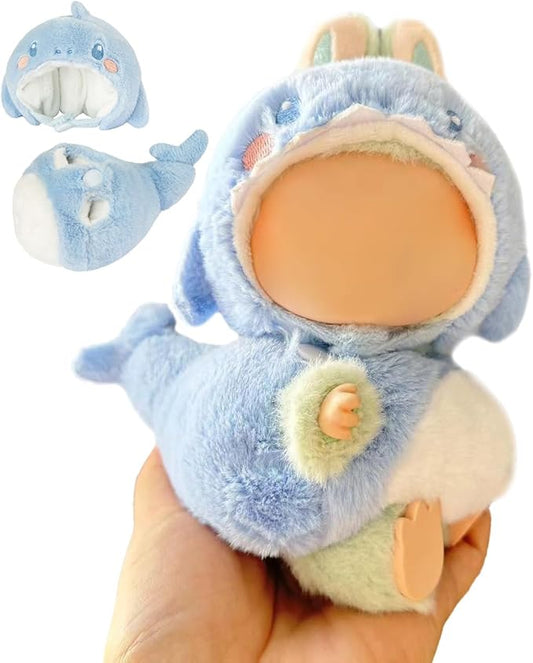 17cm Doll Clothes for Labubu - Plush Clothes for Dolls Outfit - Accessories for 17cm Dolls Clothes -Cute Shark Costume, No Doll Included