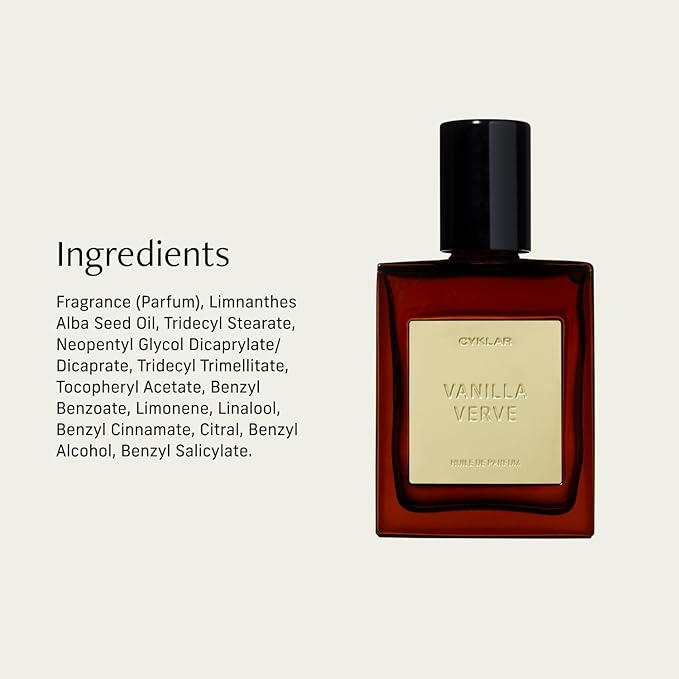CYKLAR Perfume Oil for Skin – Vanilla Verve Scent – Spicy, Sweet & Creamy Perfume Fragrance with Gourmand Vanilla, Bergamot & Amber Notes – Travel-Friendly 15ml