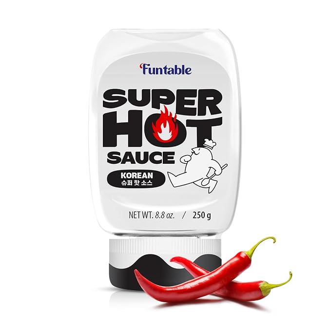 Funtable Halal Super Hot Sauce - Spicy Korean Chicken Condiment, 8.8 oz | Fiery, Tangy Flavor for Wings, Nuggets, Fries, Burgers and BBQ; Ready-to-Use Dip, Marinade or Cooking Glaze