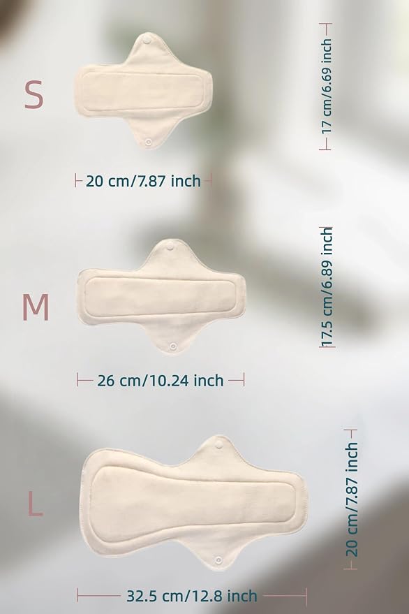 Washable Menstrual Pads,Reusable Incontinence Pads,Panty Liners Pads,Period Pads Sanitary Napkins,with 1 Storage Bag,for Women Postpartum/Incontinence Patients(Cotton Colored flower/S/6pcs)