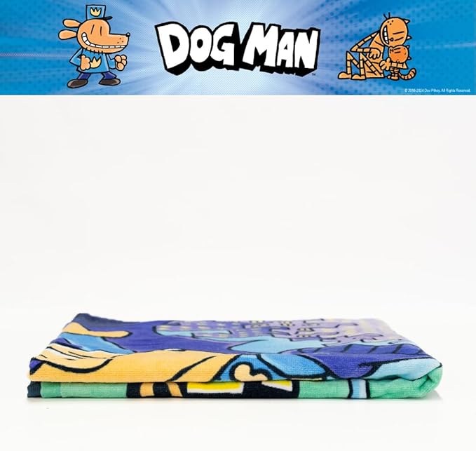Dog Man Supa Cop & Petey Book Kids Super Soft Cotton Bath/Pool/Beach Towel, 58 in x 28 in, (Offically Licensed Product) By Franco