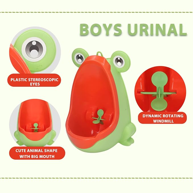 JTLB Frog Potty Training Urinal, Cute Frog Shape Cute Toddler Urinal Potty Training Urinal for Boys with Funny Aiming Target (Yellow)