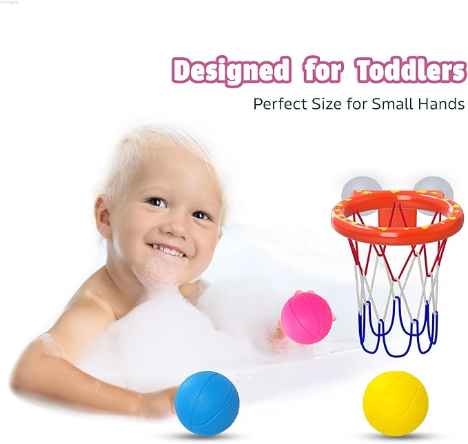 Bath Toys - Bathtub Basketball Hoop for Toddler Kids - Mold-Free Bath Toys with Strong Suction Cups and 3 Colorful No-Hole Balls - Fun Shower and Bathtub Toy for Toddlers