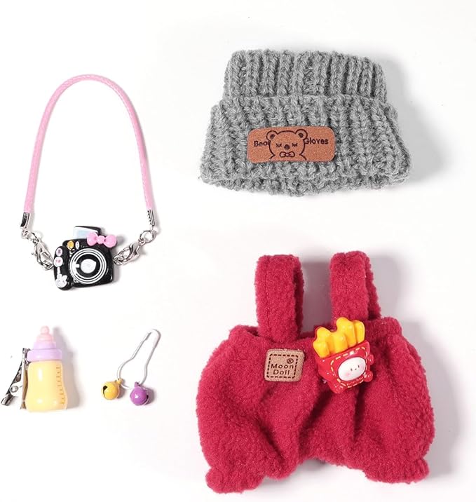 AICase for 17cm Doll Clothes/Outfit,Clothing Set for 17cm Doll,3 Piece Set Hat Clothing,Boys and Girls Stylish Adorable Clothes Accessories_Red-13