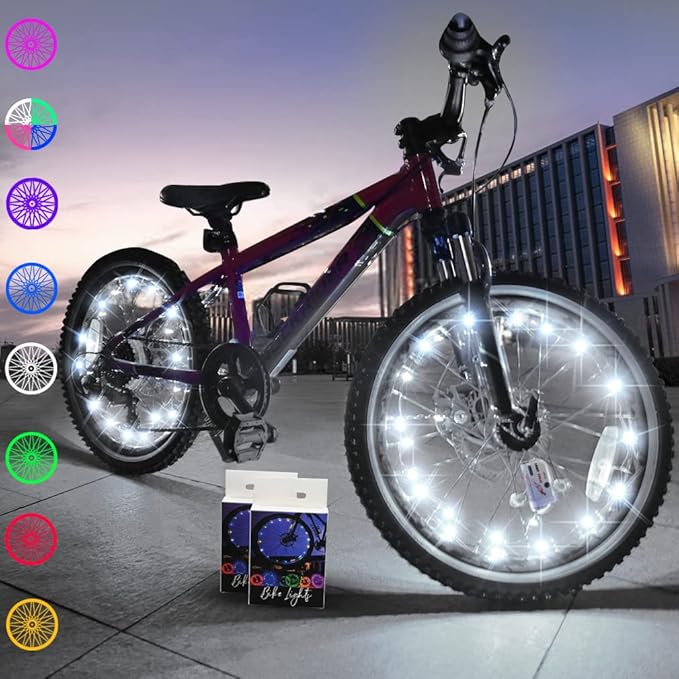 TINANA 2 Tire Pack LED Bike Wheel Lights Ultra Bright Waterproof Bicycle Spoke Lights Cycling Decoration Safety Warning Tire Strip Light for Kids Adults Night Riding