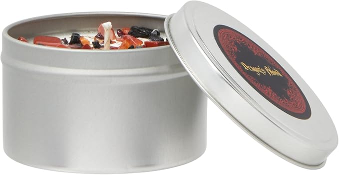 Dragons Blood Candle by New Moon Beginnings - Protection & Grounding - Herb, Flower, & Crystal Candles - Aromatherapy Soy Candle - 8oz Tin