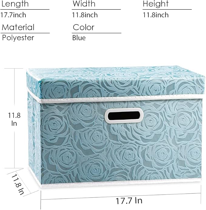 Larger Collapsible Storage Cube with Lid [1-Pack] Fabric Decorative Storage Bins Box Organizer Container Basket with Cover Handles for Bedroom Closet Living Room 17.7x11.8x11.8 Inch