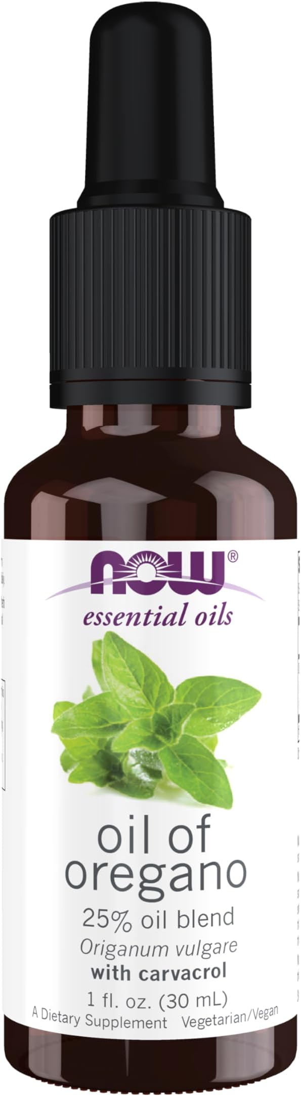 NOW Essential Oils, Oil of Oregano, 25% Blend of Pure Oregano Oil in Pure Olive Oil, Comforting Aromatherapy Scent, Steam Distilled, Vegan, Child Resistant Cap, 1-Ounce