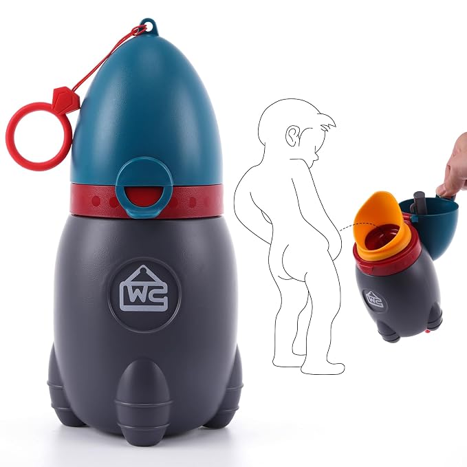 Portable Potty for Kids – Leak-Proof Rocket Travel Urinal for Boys & Girls, Lightweight Road Trip Essential for Car, Camping, Potty Training, Easy-Clean Reusable Pot(Deep Blue)