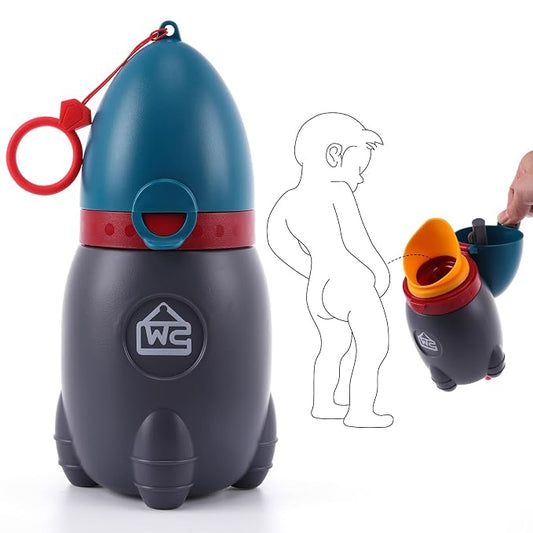 Portable Potty for Kids – Leak-Proof Rocket Travel Urinal for Boys & Girls, Lightweight Road Trip Essential for Car, Camping, Potty Training, Easy-Clean Reusable Pot(Deep Blue)