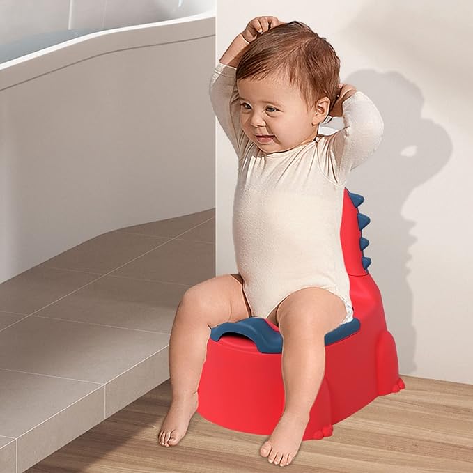 Potty Training Toilet, Dinosaur Potty Training Toilet Seat, Separated Dinosaur Training Potty for Toddlers with Non-Slip Rubber Mat Backrest, Portable Potty Chair for Boys and Girls Travel