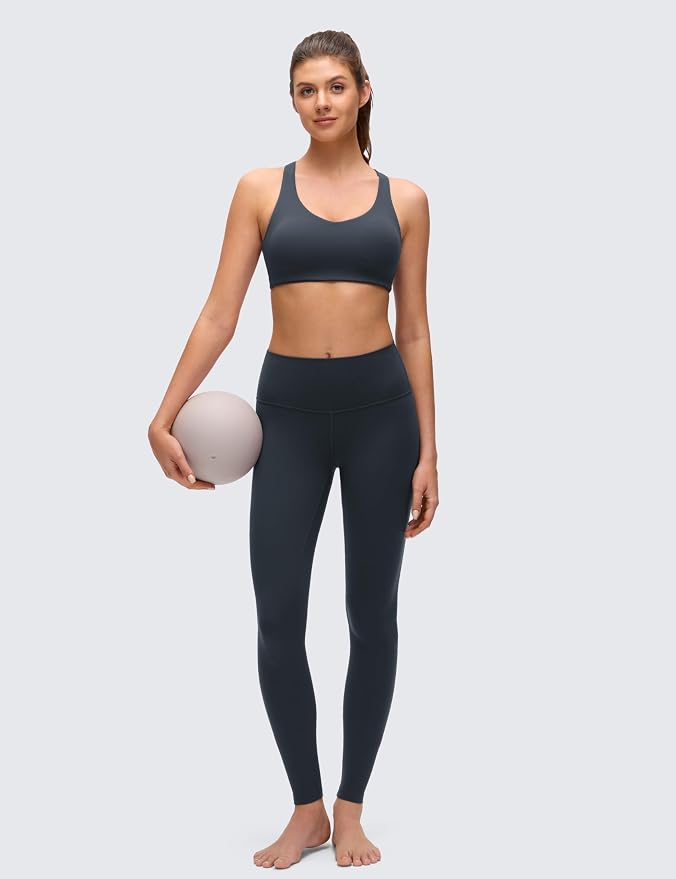 CRZ YOGA Butterluxe Multi-Strap Cross Back Sports Bras for Women - V Neck Padded Strappy Wireless Yoga Top