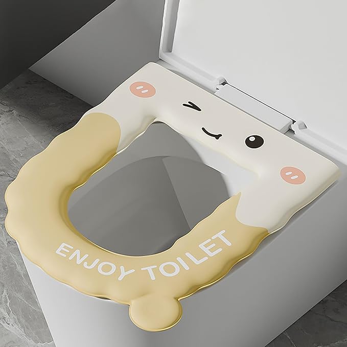 Thick Toilet Seat Cover, Kids Toilet Seat Covers For Bathroom, Waterproof Washable Eva Toilet Cushion Seat Warmer, Soft Close Toilet Seat Cushion For Seniors, Pressure & Pain Relief Comfort (Yellow)