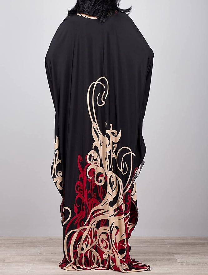 Venasha Womens Caftan Floral Print Kaftan Dress Short Sleeve Swimsuit Cover up Loungewear for Summer