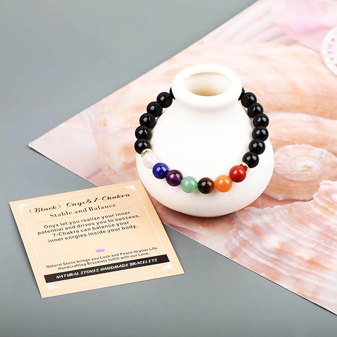 AD Beads Handmade Gemstone Stretch Elastic Bracelet Crystal Healing Reiki Nature's Beauty and Spiritual Essence Unisex