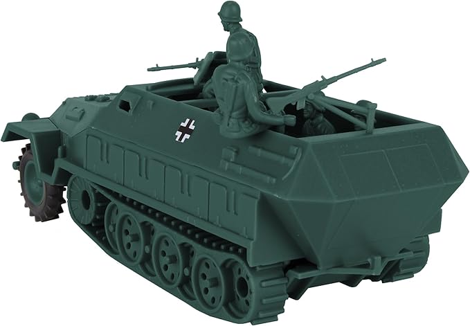 BMC CTS WW2 German Hanomag Halftrack - 5pc Forest-Green Plastic Army Men Vehicle