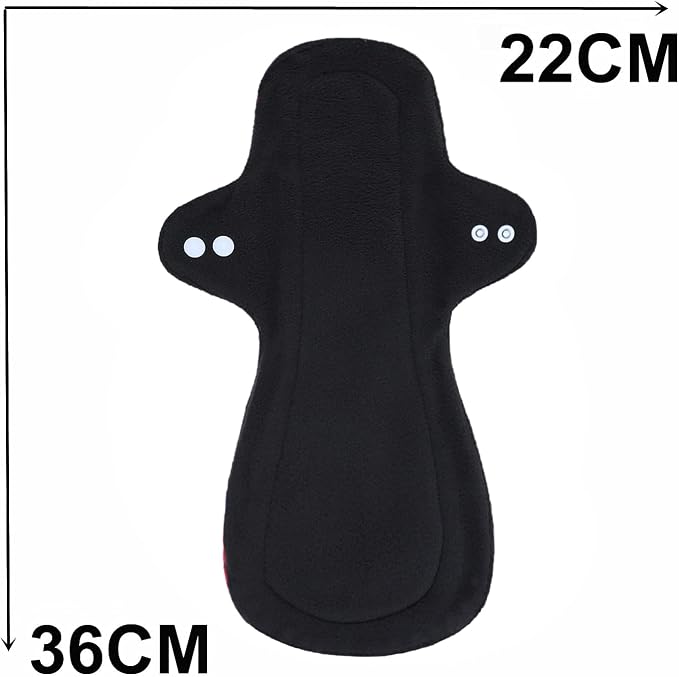 7PCS Pack Reusable Washable Incontinence Cloth Pads Including 6PCS Heavy Flow Feminine Hygiene Bamboo Charcoal Cloth Sanitary Pads Reusable Menstrual Pad + 1PC Mini Wet Bag