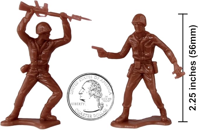 TimMee Plastic Army Men - Rust Brown 48pc Toy Soldier Figures - Made in USA