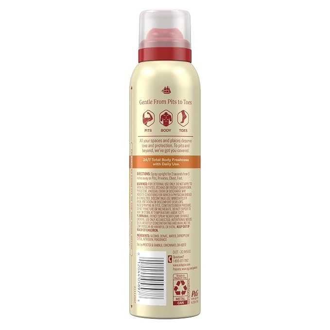 Old Spice Whole Body Deodorant Spray for Men, Aluminum Free, 24/7 Odor Protection, Dermatologist Tested, Gentle on Skin, Safe for Chest, Thighs, Feet, Whole Body Use, Vanilla + Shea Scent, 3.5 oz
