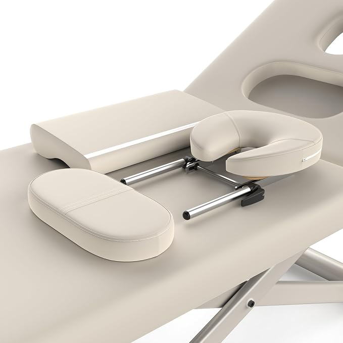 Electric Massage Bed with Adjustable Height and Backrest, Electric Massage Table for Treatment, Physical Therapy and Spa Facial Bed, 2 Motor, Hydraulic Equipment, Remote Control, 32 W x 75 L, Beige