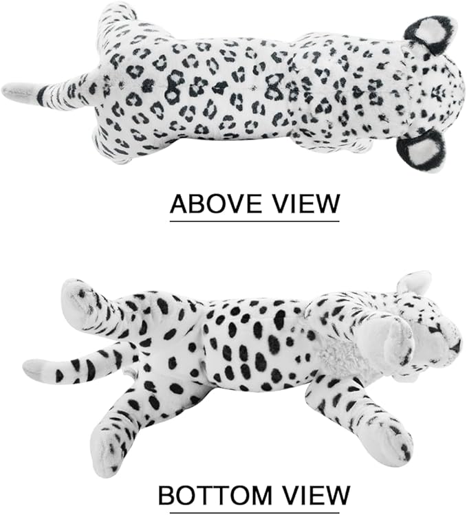 Snow Leopard Plush, 15.8" Large Stuffed Snow Leopard Stuffed Animal White Leopard Plush Toys Realistic Stuffed Animal Stuffy Jungle Birthday Easter Gift for Kids
