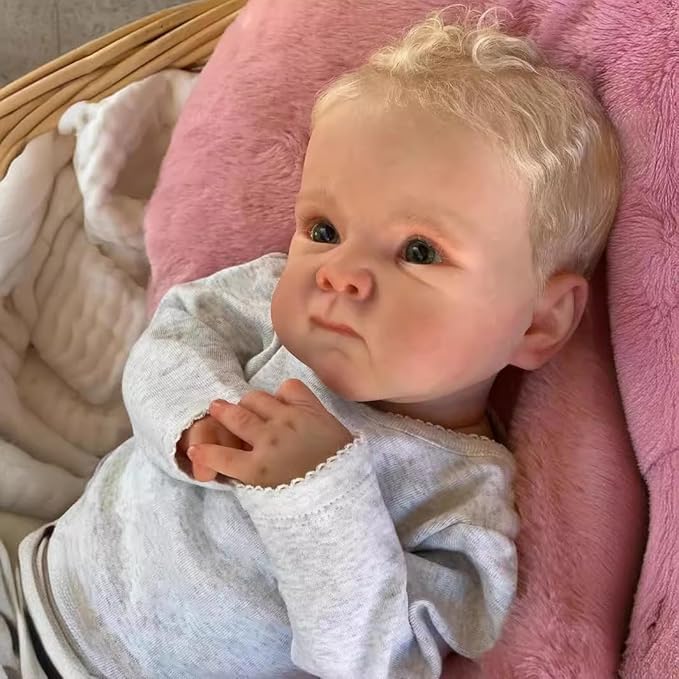 NPKCJZY Lifelike Reborn Baby Dolls - Bettie, 18 Inch Newborn Baby Boy Doll with Weighted Soft Cloth Body, Real Life Baby Dolls with Blonde Hair Christmas Birthday Gift for Kids Age 3+
