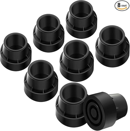 8 Pieces Replacement Mini Trampoline Leg Caps, Black Rubber Caps Tips Floor Protectors for 1" ID Trampoline Leg Chair Legs