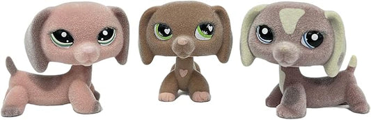 3pcs/Set Custom Flocked Pet Shop Toys Short Hair Cat Kitten Collie Great Dane Cocker Spaniel Dachshund Puppy Dog OOAK Compatible with LPS (#2046 and #556 and #1631)