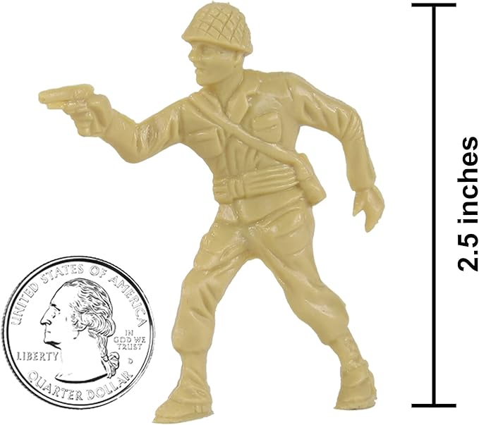 BMC Classic Tan Plastic Army Men - 40pc WW2 Soldier Figures - Made in USA