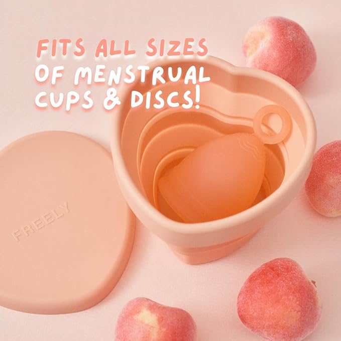 Oldam Menstrual Cup Container, Easy Sanitizing, Reusable, Foldable, Soft Peach