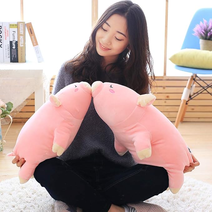 EHOTONG Pig Plush Pillow, Piggy Soft Hugging Pillow Funny Cute Pig Stuffed Animal Toys Christmas Birthday Girlfriend Gift, 18 inch