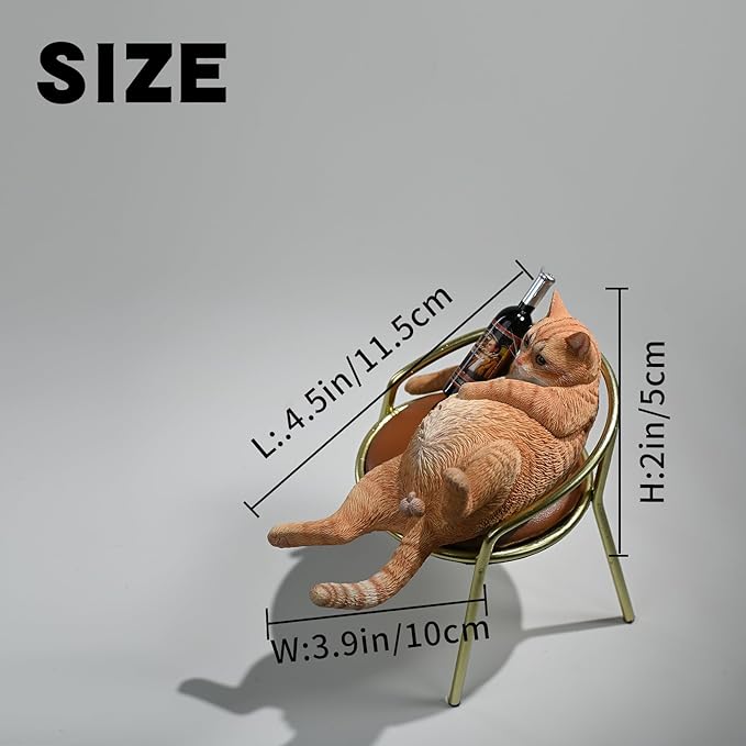 JXK Cat Statue Drunking Cat Figurine for Desktop Decor Durable Polyresin with Intricate Details Gifts for Mom Women Cat Lovers