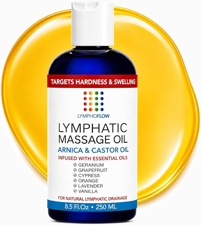 Bruizex Lymphatic Drainage Massage Oil with Arnica & Cold Pressed Castor Oil- Lightweight Non-Greasy Body Massage Oil for Daily Lymphatic Massage, Aftercare Routine, Post Surgery, BBL, Lipo - 8.5 Oz