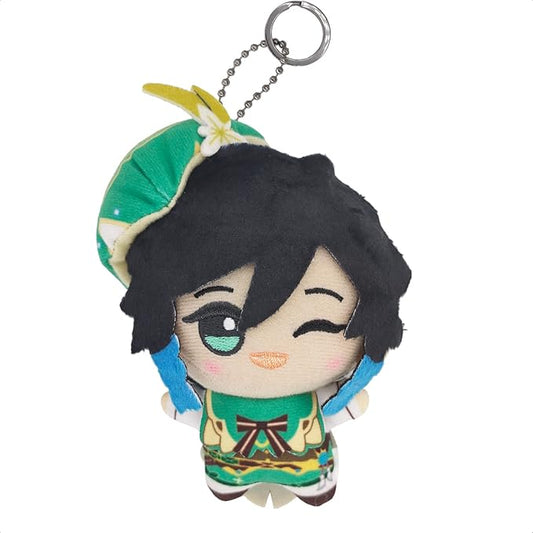 KOOLIYA Small Size Genshin Impact Figure Plush Doll - Venti (4 inch), Keychain Anime Figure Soft Stuffed Gift for Game Fans (Venti)