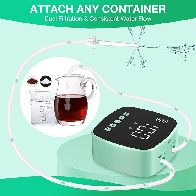 Enema Kit - Electric Enema Kit for Colon Cleanse & Detox for Women Men - Coffee Enema Kit with LCD Display & 1-100 Adjustable Pressure, 2 Type Replacement Nozzles, External Water Supply(Green)