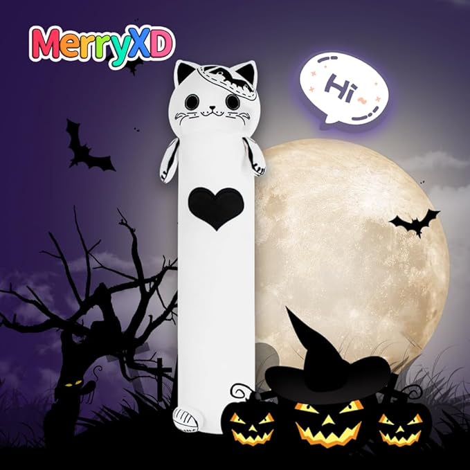 MerryXD Kawaii Long Cat Plush Body Pillow,36”Soft Cute White Stuffed Animals Plushies, Kids Big Doll Toys, Ideal Gifts for Cuddles,Girls,Girlfriend,Boys,Birthday,Christmas,Halloween,Valentine's Day