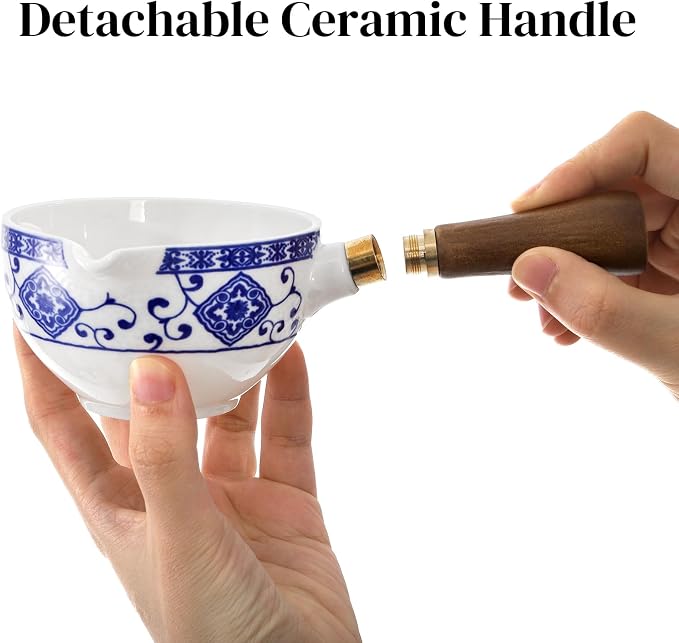 Peohud Chinese Gongfu Tea Set, Portable Porcelain Teapot Set with 360 Rotation Tea maker and Infuser, Teacups, Tea Tray, All in One Bag for Travel, Office, Outdoor, Gift