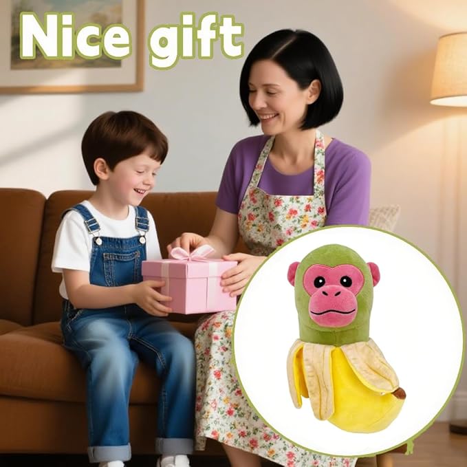 Italian Brainrot,Tung Tung Tung Sahur Plushies Toy 13inch for Fans Gift, Soft Stuffed Animal Pillow for Home Kids' Bedroom Decor, Birthday Christmas Choice for Boys Girls(Banana Monkey)