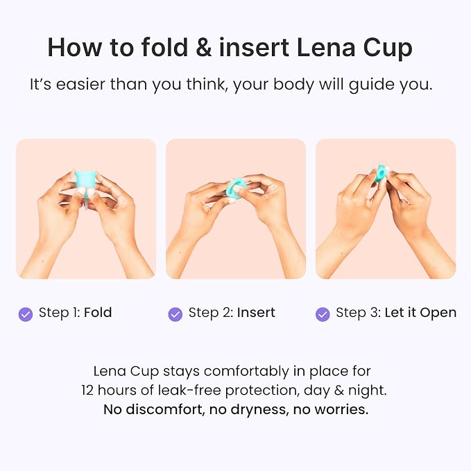 Lena Menstrual Cup Original - Soft Medical-Grade Silicone Period Cups for Women Light and Medium Flow, Reusable 12-Hour Leak-Free Comfort, Beginner-Friendly Feminine Care - Small, Turquoise