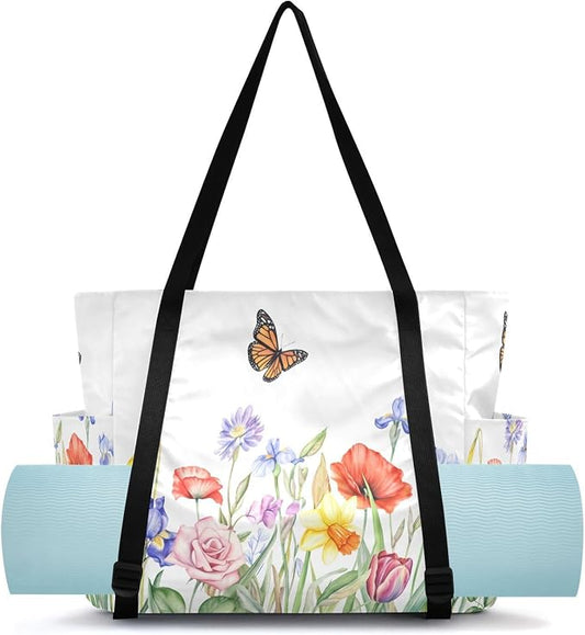 MCHIVER Yoga Bag for Women Men Large Yoga Mat Bag with Adjustable Strap Workout Bags Totes for Pilates Yoga Travel