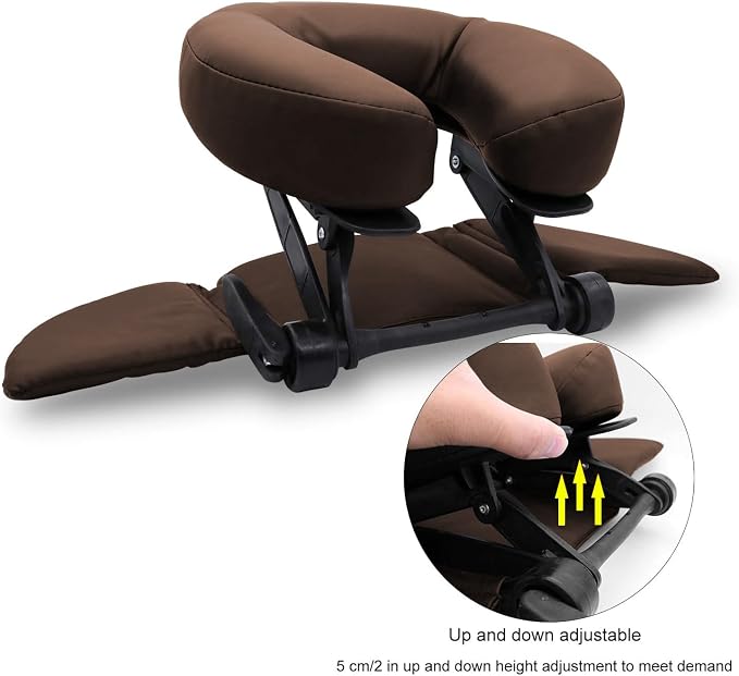TRENDBOX Face Down Tabletop Massage Kit Adjustable Headrest Pillow - Dark Brown